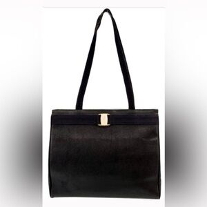 Salvatore Ferragamo Black Monogrammed Interior Tote-(#0165)-GUC!